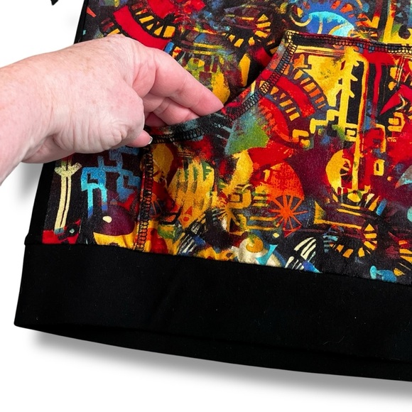 Vintage Spa by Chicos Knit Jacket Artsy Boho Colorful Print Pockets Full Zip XL - Picture 6 of 9